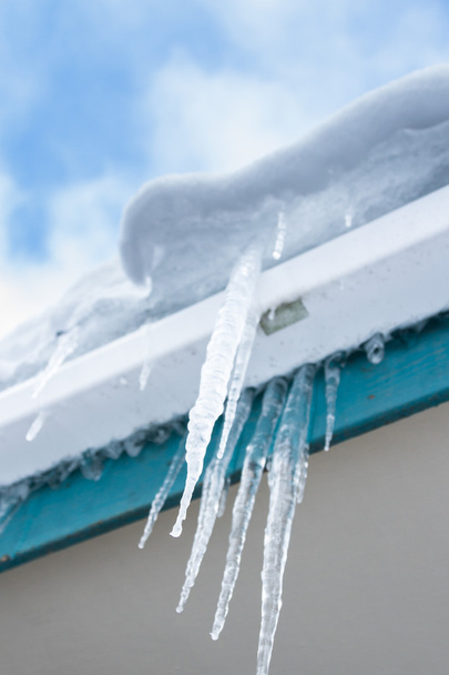 Icicles hanging from the roof  - Photo, Image