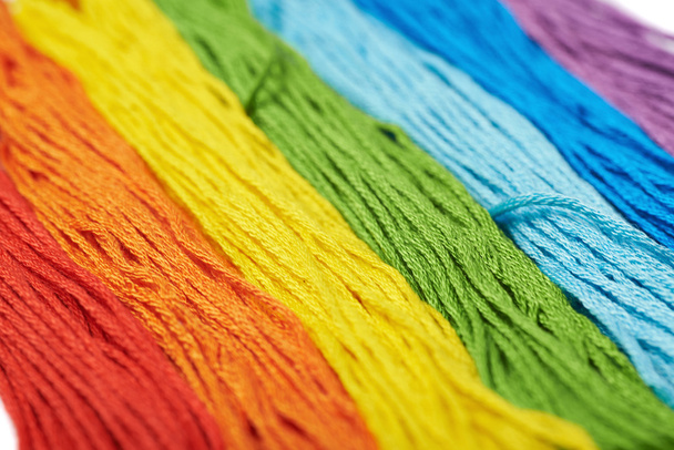 Surface covered with embroidery thread yarns - Fotoğraf, Görsel