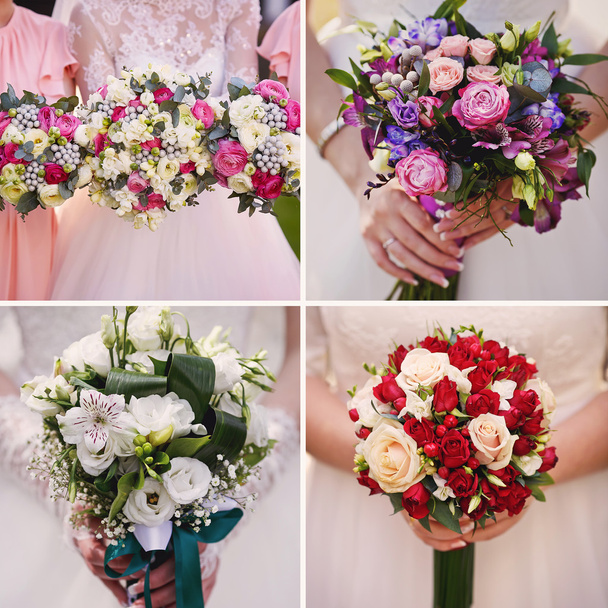Wedding collage with bride's bouquet - Photo, Image