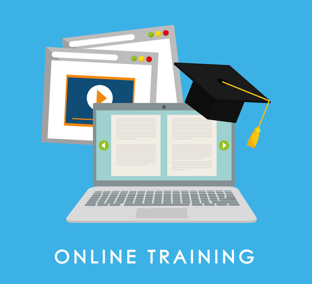 Online oktatás és e-learning - Vektor, kép