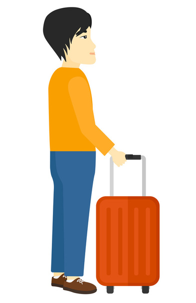 Man standing with suitcase. - Вектор, зображення