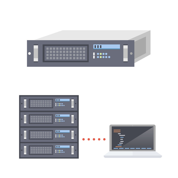 Servers and Laptop - Vector, Image