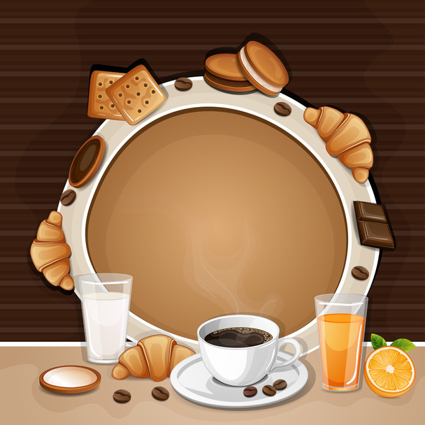 Breakfast background with coffee. - Vector, Image