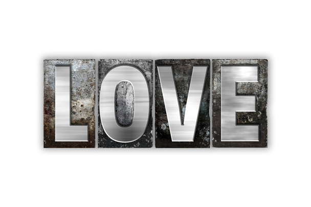 Tipo de tipografía de metal aislado Love Concept
 - Foto, imagen