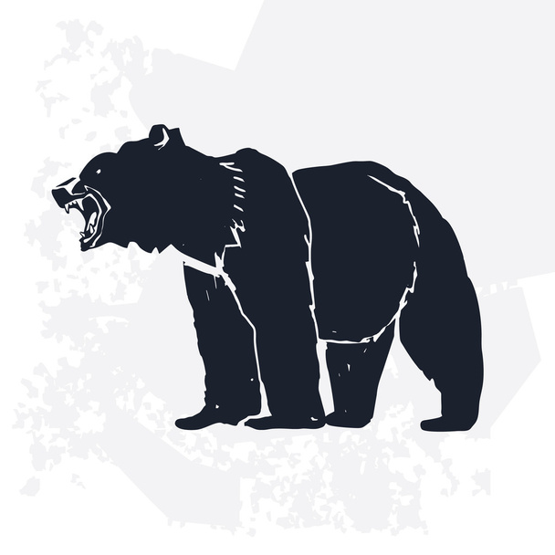 Silhouet van een beer met een open mond vector design - Vector, afbeelding