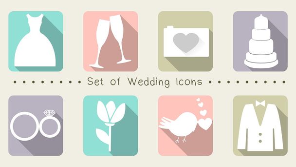 Esküvői ikonok halmaza - Vektor, kép