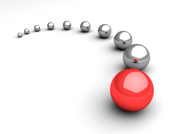 Концепция лидерства с красным шаром лидера на белом фоне
 - Фото, изображение