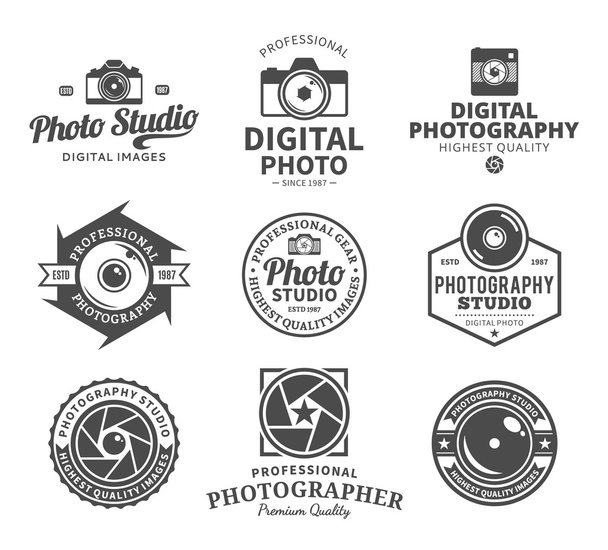 Фотостудія Логотип, етикетки, піктограми та елементи дизайну
 - Вектор, зображення