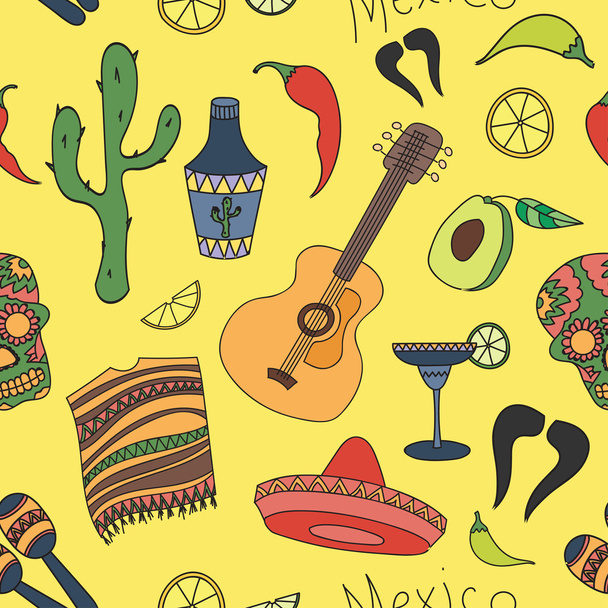 Doodle pattern mexico - Vetor, Imagem