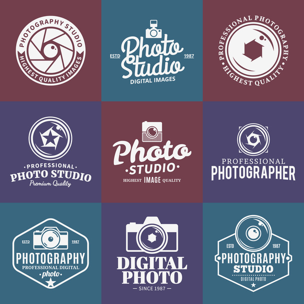 Λογότυπο στούντιο φωτογραφίας, ετικέτες, εικόνες και στοιχεία σχεδιασμού - Διάνυσμα, εικόνα