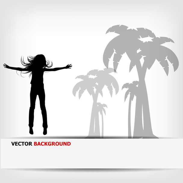 abstract background jump girl silhouette - Vector, Imagen