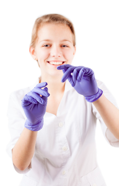 Doctor hands in gloves isolated - Photo, image