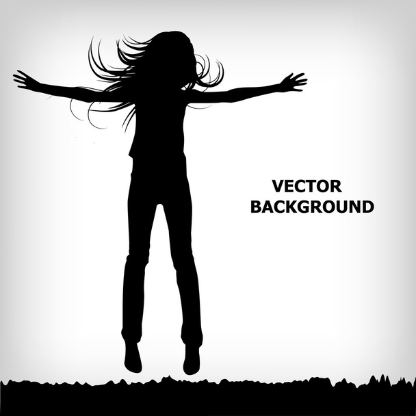 abstract silhouette girl which jump background - Vector, Imagen