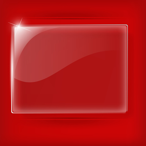 Glass plate on Red background - Вектор,изображение