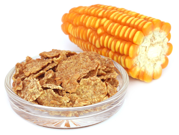 Fresh corn flakes over white background - Photo, Image