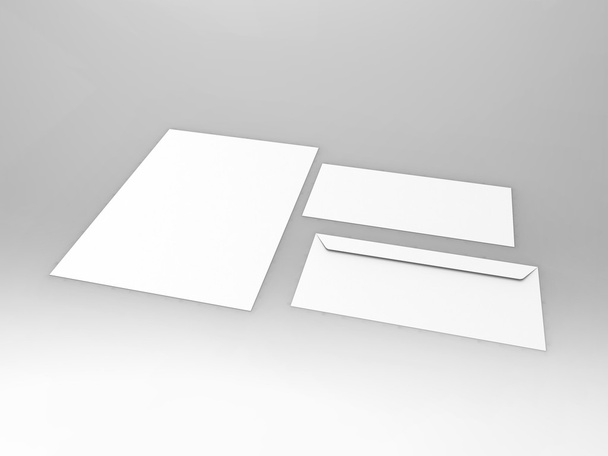 Branding Stationary 3D Render Stationary and Envelope - Fotoğraf, Görsel