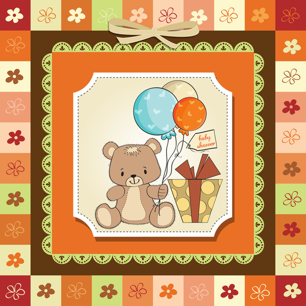 baby shoher kaart met cute teddy bear - Foto, afbeelding
