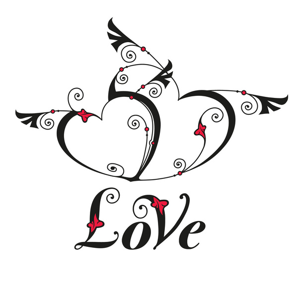 Two heart with wings for design template - Vettoriali, immagini