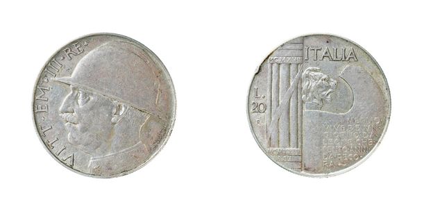 Itálie staré peníze. Stříbrná mince lir - Fotografie, Obrázek