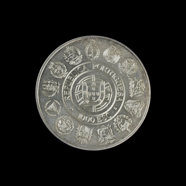 portugiesische Silbermünze Escudo - Foto, Bild