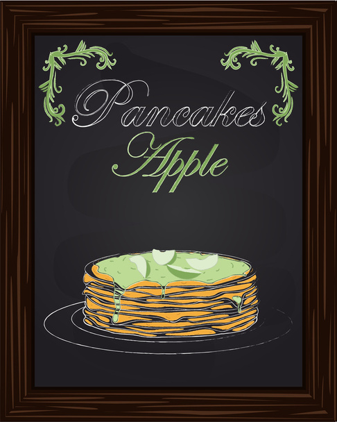 pannenkoeken met appel op een plaat - Vector, afbeelding
