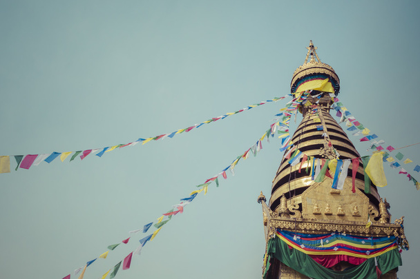 Stupa Swayambhunath Majom templom Kathmandu, Nepál. - Fotó, kép