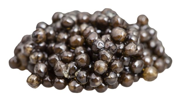 handful of black sturgeon caviar close up isolated - Photo, Image