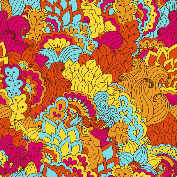Hand drawn seamless pattern with floral elements. - Vector, Image
