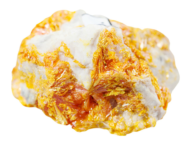 crystals of Orpiment mineral stone on dolomite - Photo, Image