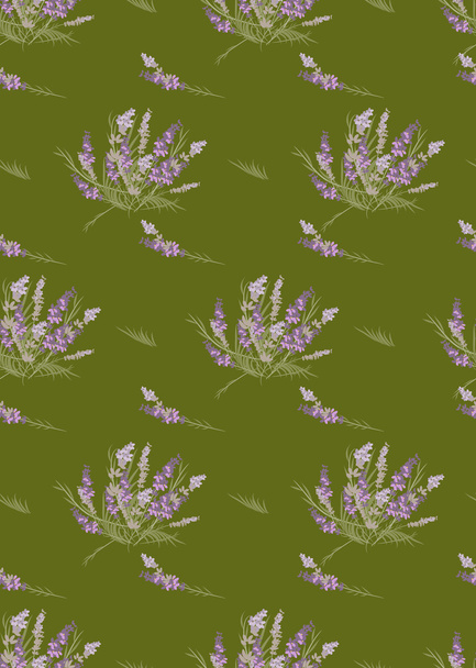Floral lavender retro pattern - Vektor, Bild