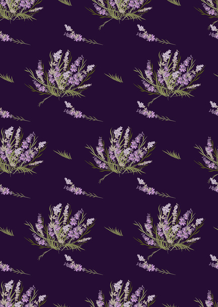 Floral lavender retro pattern - Vector, afbeelding