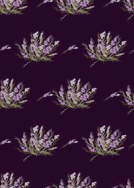 Floral lavender retro pattern - Vecteur, image
