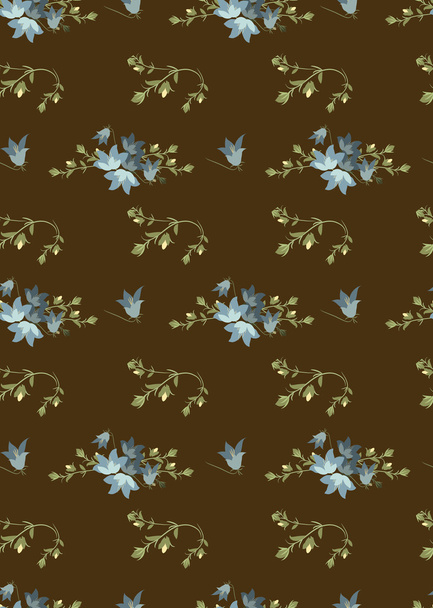 Floral harebell retro pattern - Vector, afbeelding