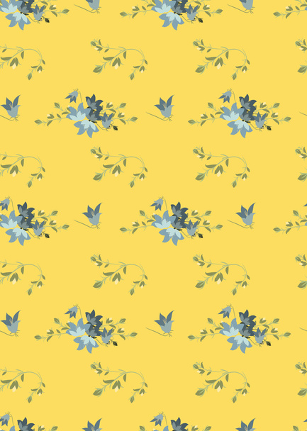 Floral harebell retro pattern - Vector, afbeelding
