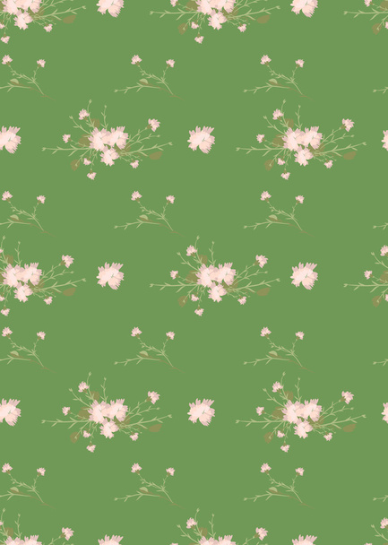 Floral carnation retro pattern - Vector, afbeelding