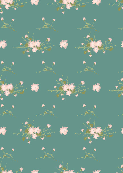Floral carnation retro pattern - Vector, imagen