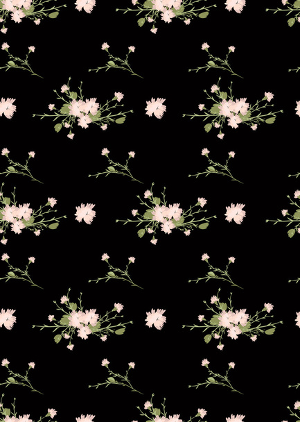 Floral carnation retro pattern - Vector, Imagen