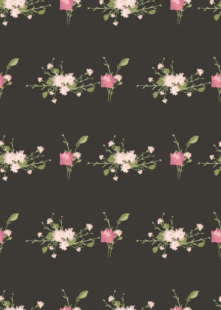 Floral carnation retro pattern - Vector, imagen