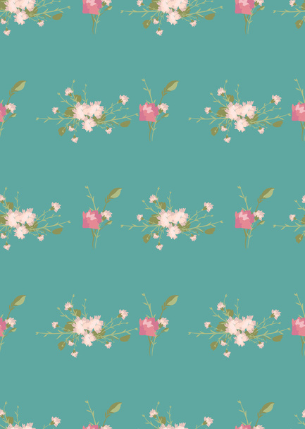 Floral carnation retro pattern - Vector, afbeelding