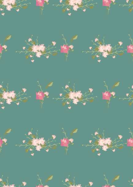 Floral carnation retro pattern - Vektör, Görsel