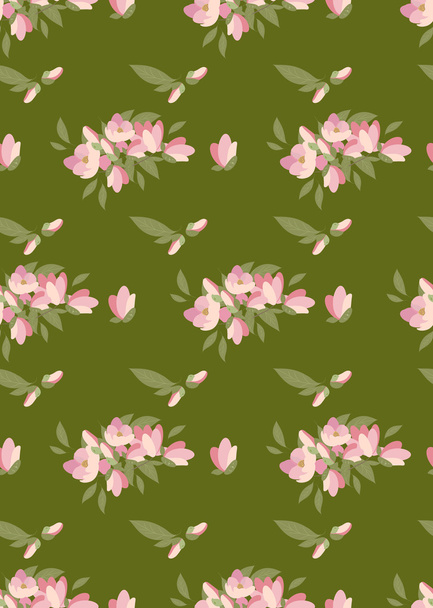Magnolia retro vintage pattern - Vetor, Imagem