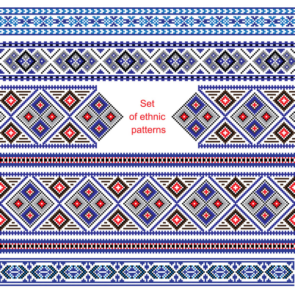Набір етнічних орнаментів різних кольорів
 - Вектор, зображення
