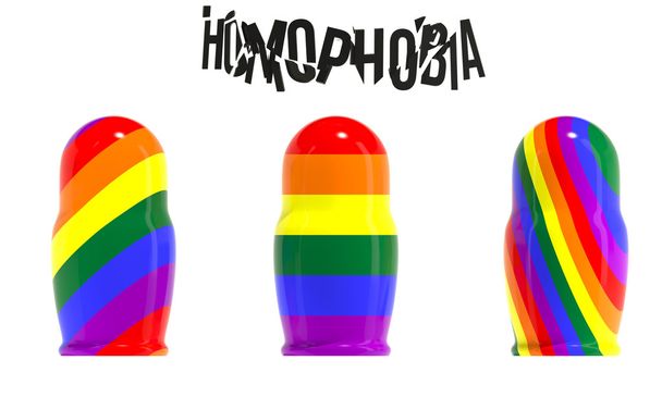 Bonecas gay arco-íris bandeira em um fundo branco
. - Foto, Imagem