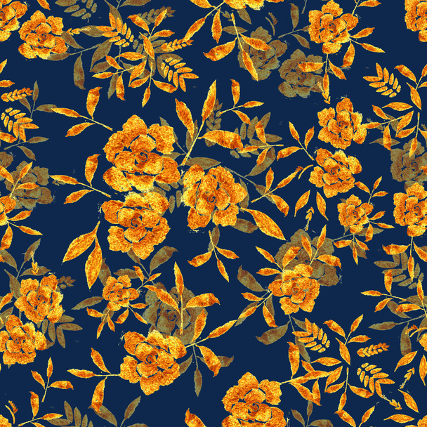 Golden Rose hand-drawn flowers - Photo, Image