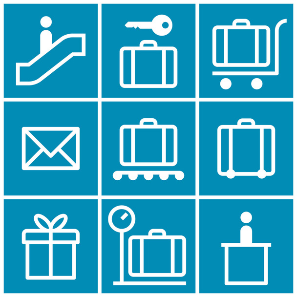 icone di viaggio impostato su sfondo blu
 - Vettoriali, immagini