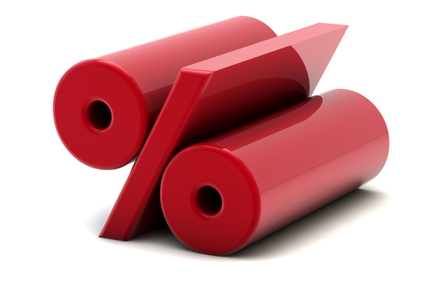 Sinal percentual vermelho
 - Foto, Imagem