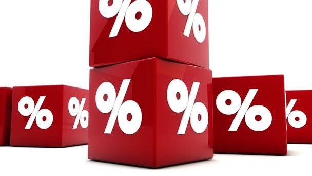 Percent symbols on 3d cubes - Photo, Image