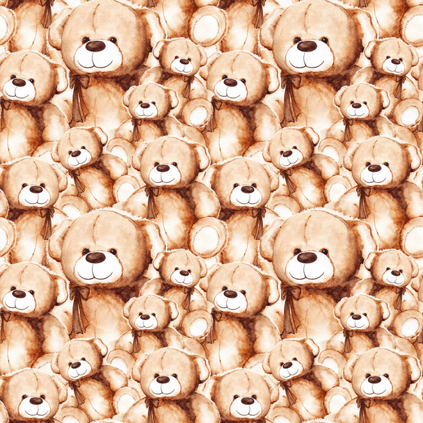 Cartoon lovely Teddy Bear Saint Valentine's day seamless pattern - Photo, Image