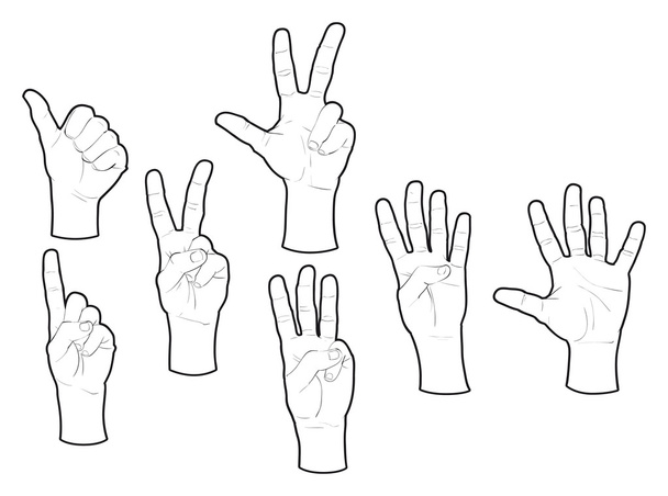 Hands and numbers. - Vector, Image