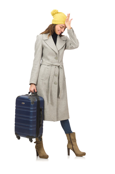 Woman with suitcase ready for winter vacation - Foto, immagini